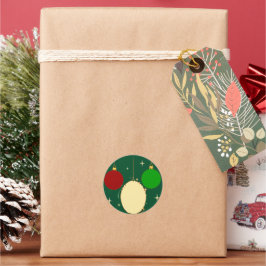 Adesivo Redondo Noël Vert Sapin Boule Festive