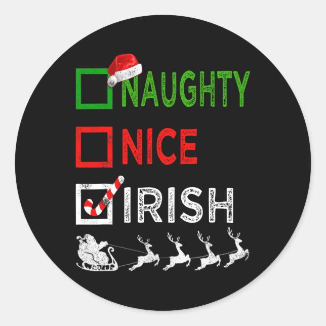 Adesivo Redondo Noite Bela de Natal Irlandesa Pijama Engraçado Pap (Frente)