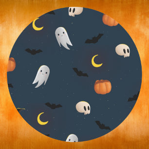 Adesivo Redondo Noite de Abóbora Fantasma de Halloween Fofa