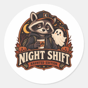 Adesivo Redondo Noite de Halloween Vintage: Edição Ratoon Noturno