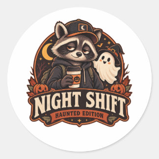 Adesivo Redondo Noite de Halloween Vintage: Edição Ratoon Noturno