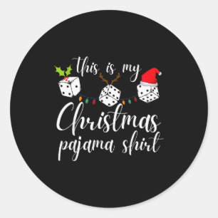 Adesivo Redondo Noite de Jogo de Dados de Pijama de Natal Bunco