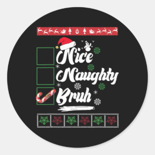 Adesivo Redondo Noite de Natal Linda Bruh Candy Cane Xmas Mulheres