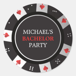 Adesivo Redondo Noite de pôquer Festa de Despedida de Solteiro Las