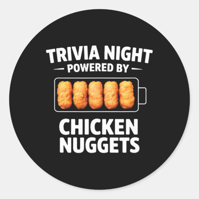 Adesivo Redondo Noite de Trivia com o Poder dos Nuggets de Frango  (Frente)