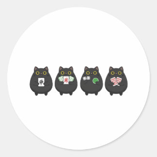 Adesivo Redondo Noite Divertida de Jogos de Tabuleiro, Gata Preta 