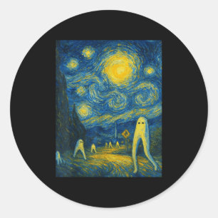 Adesivo Redondo Noite Estrelada Fresno Nightcrawler Van Gogh Dia d