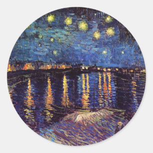Adesivo Redondo Noite estrelado sobre o Rhone por Van Gogh