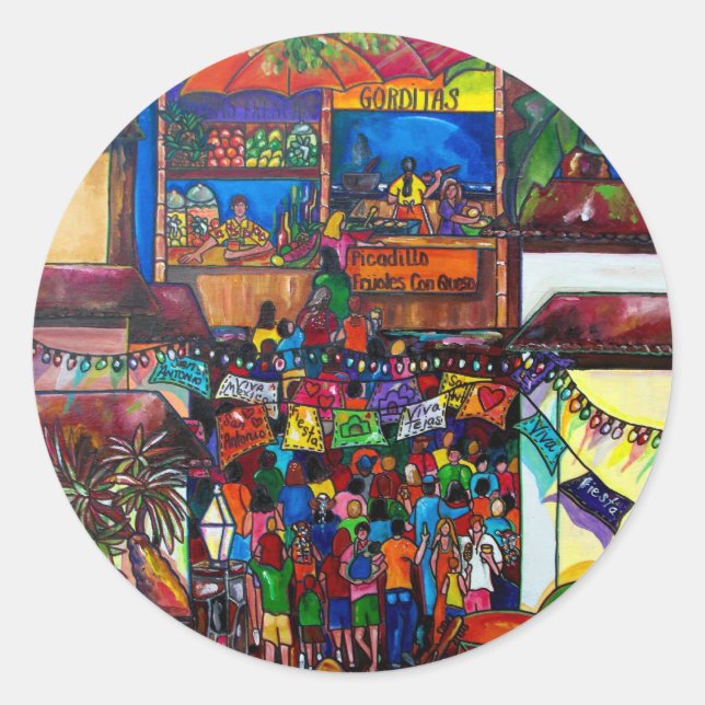 Adesivo Redondo Noite no velho San Antonio Sticker (Frente)