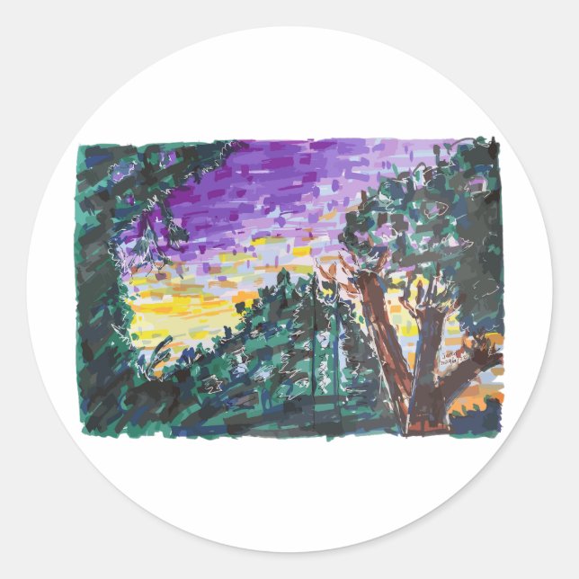 Adesivo Redondo Noite Roxa (Frente)