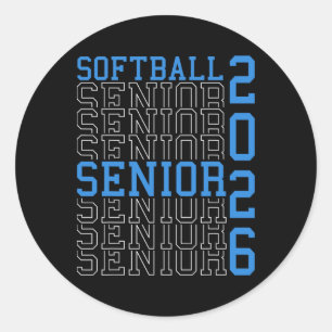 Adesivo Redondo Noite Sênior de Softbol Sênior de Softbol Graduado