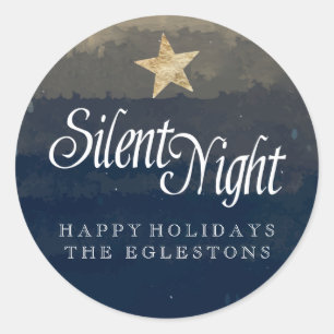 Adesivo Redondo Noite Silenciosa, Santa Noite Aquarela