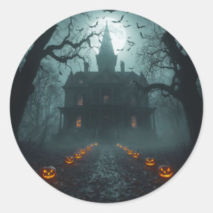 Adesivo Redondo Noite Spooky com Jack-o-Lanternas