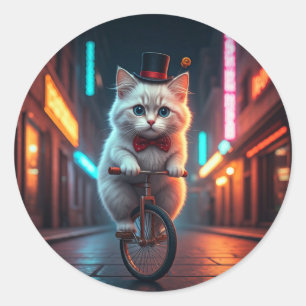 Adesivo Redondo Noites de Neon, Voos Felinos
