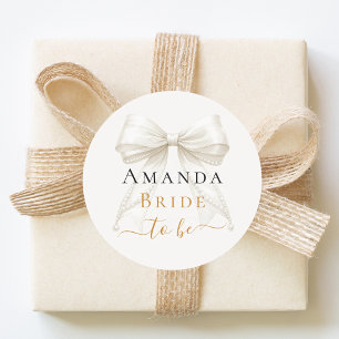 Adesivo Redondo Noiva a ser marfim pérolas elegantes despedida de 