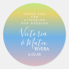 Adesivo Redondo Noiva Arco-íris Ombre Amarelo Azul Rosa Casamento 