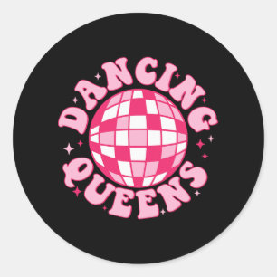 Adesivo Redondo Noiva Dançante Rainha Retro Damas de Honra Disco 7