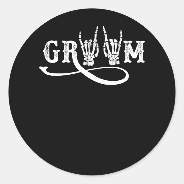 Adesivo Redondo Noiva de Casamento de Halloween Noivo Esqueleto At (Frente)