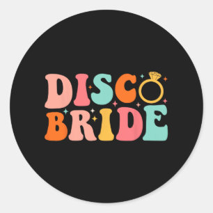 Adesivo Redondo Noiva de Disco Futura Sra Groovy Retro Despedida d