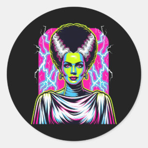 Adesivo Redondo Noiva De Frankenstein Bride Vibrant Click Hallowee