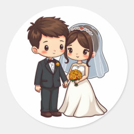 Adesivo Redondo Noiva de Kawaii e presente de noiva de casamento n