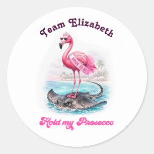 Adesivo Redondo Noiva de Prosecco Flamingo Stingray Despedida de S