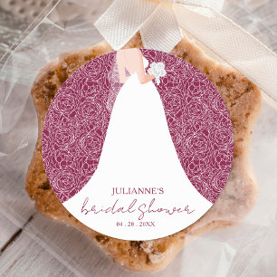 Adesivo Redondo Noiva de Wedding Gown Cranberry Chá de panela