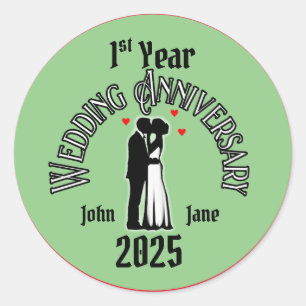 Adesivo Redondo Noiva Do Aniversário De Casamento E Beijo De Casal