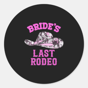 Adesivo Redondo Noiva do homem seu último rodeio chapéu de cowgirl