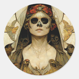 Adesivo Redondo Noiva do Horror Gótico da Morte