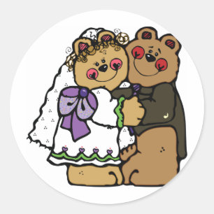 Adesivo Redondo Noiva do urso e noivo do urso