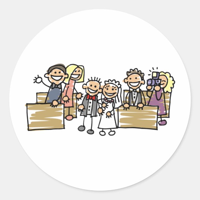 Adesivo Redondo Noiva E Almoço Casam-Se (Frente)