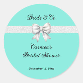 Adesivo Redondo Noiva e Cia. Laço de Noiva com Purpurina Branca Fe