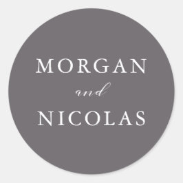Adesivo Redondo Noiva e Cinza de carvão Elegante Simples