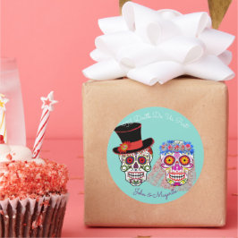 Adesivo Redondo Noiva e Morte até a Morte Nos Festa