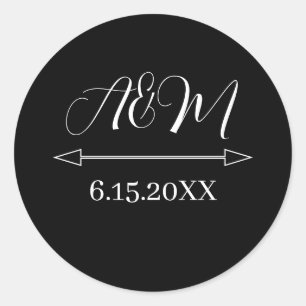 Adesivo Redondo Noiva e noites de noiva Data de casamento Branco