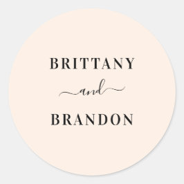 Adesivo Redondo Noiva e noivo Casamento Moderno Blush Favor Seal