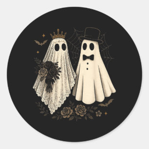 Adesivo Redondo Noiva e Noivo Fantasmas Assustadores Casamento de