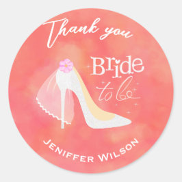 Adesivo Redondo Noiva Elegante A Ser Rosa Chá de panela