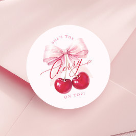 Adesivo Redondo Noiva Elegante Cereja no Topo Chá de Panela