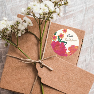 Adesivo Redondo Noiva em flor decoração de mesa para chá de panela