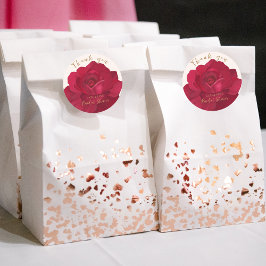 Adesivo Redondo Noiva em flor rosa e dourado floral chá de panela