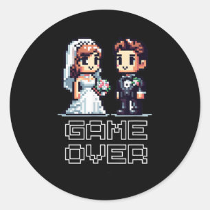 Adesivo Redondo Noiva Engraçada Noiva de Casamento de Noite Retro