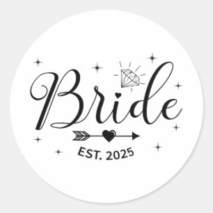 Adesivo Redondo Noiva Est. 2025 Fiancée Wife Bachelorette Par