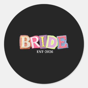 Adesivo Redondo Noiva Est 2026 Retro Casada Casamento Nupcial