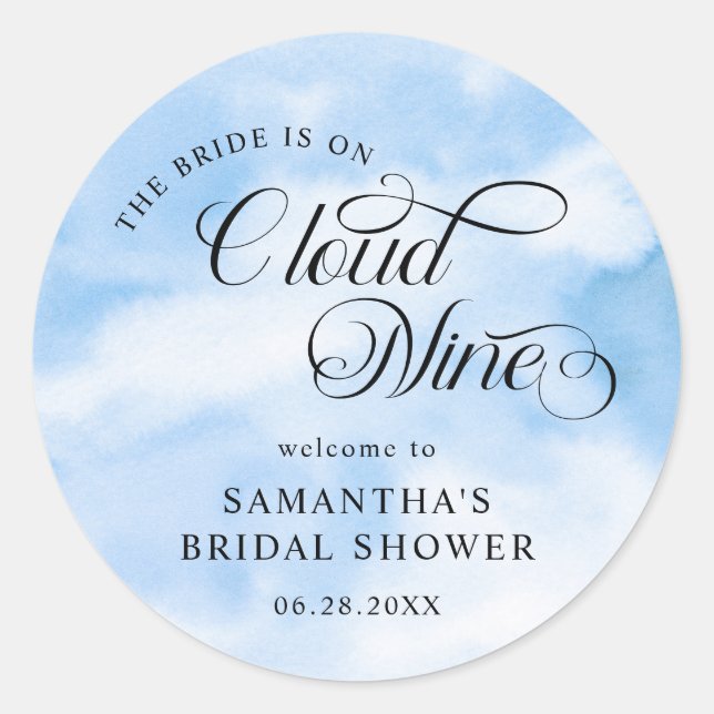 Adesivo Redondo Noiva Está no Nono Céu Convite de Chá de Panela da (Frente)
