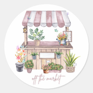 Adesivo Redondo Noiva fora do mercado Design Cute Girly Market