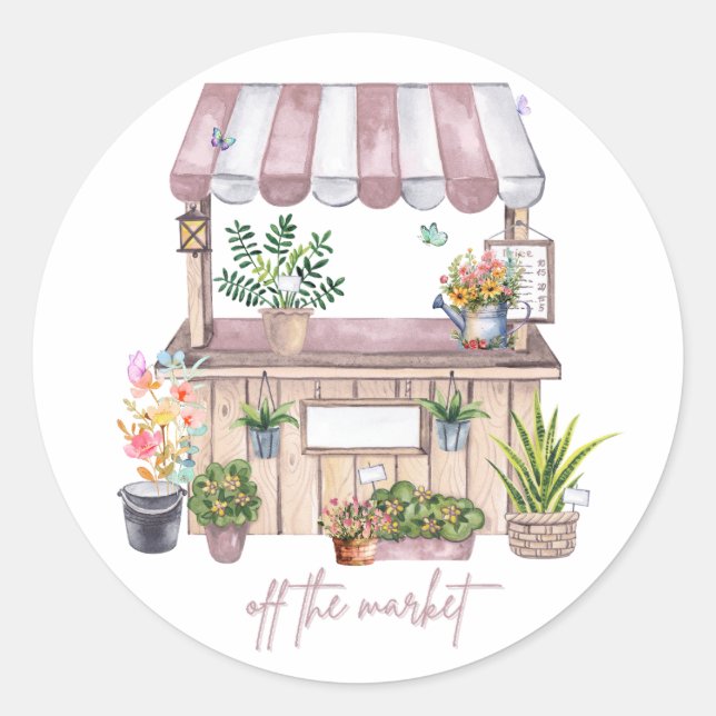 Adesivo Redondo Noiva fora do mercado | Mercado Fofo e Feminino (Frente)