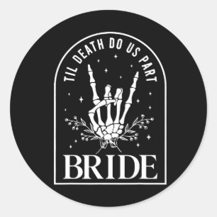 Adesivo Redondo Noiva Groom Skeleton Rock Hand Casais Casamento Ha