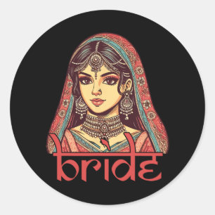 Adesivo Redondo Noiva Indiana Para Dulhan Desi Bridal Wedding Bach